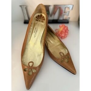 Hollywould Womens Animal Print Flat Cut Out Camel Shoe Size 7.5 $345 Comfort Pad